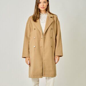 Camel Double Breasted Coat